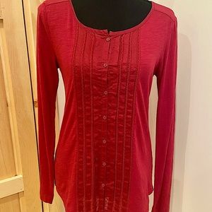 LOFT 100% Cotton Long Sleeve w/ pleated front